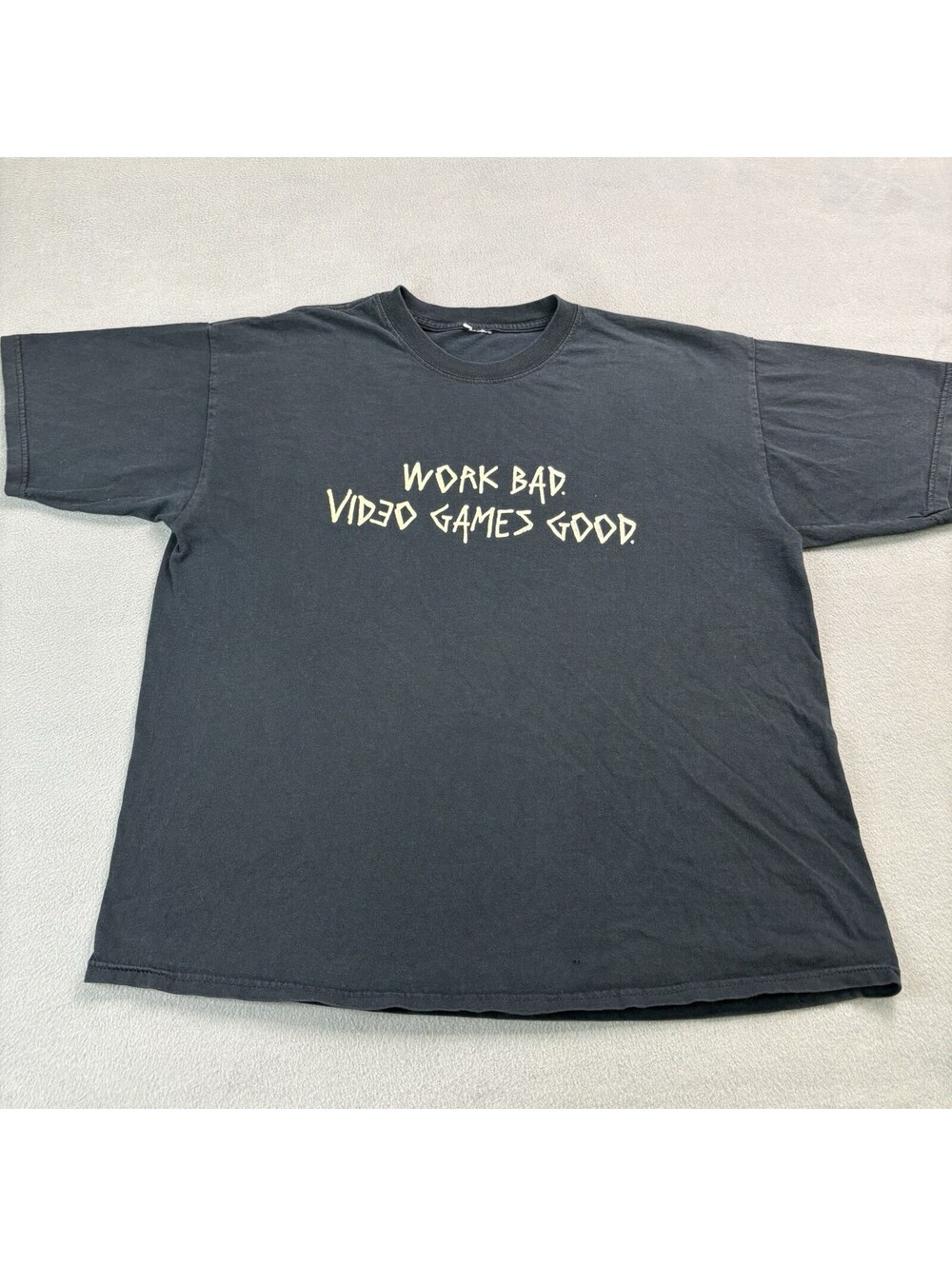 Y2K Work Bad Video Games Good Humor Joke T Shirt XL Black